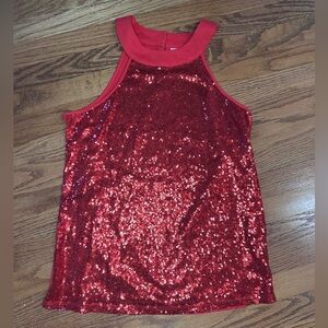 Red Sequin Halter Top - size XS